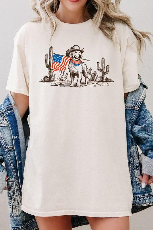American Cowboy Dog Graphic Heavy Cotton Tee