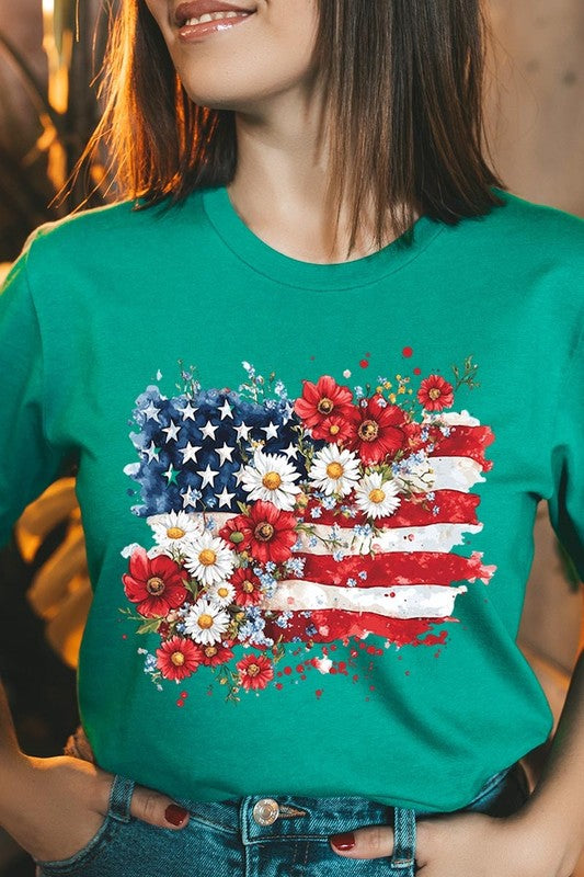 Floral American Flag Graphic Tee