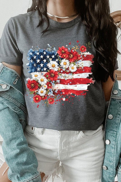 Floral American Flag Graphic Tee