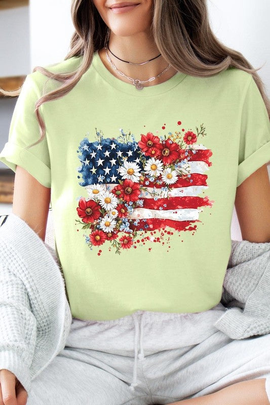 Floral American Flag Graphic Tee