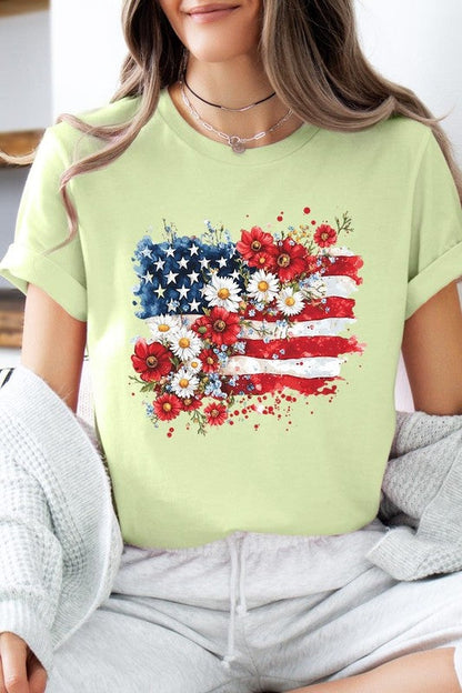 Floral American Flag Graphic Tee