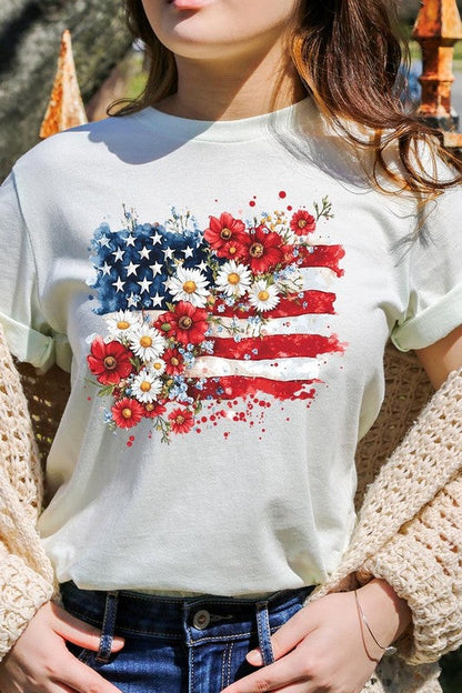 Floral American Flag Graphic Tee