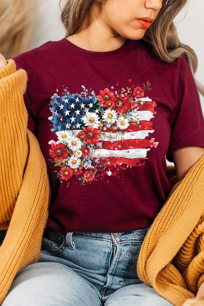 Floral American Flag Graphic Tee