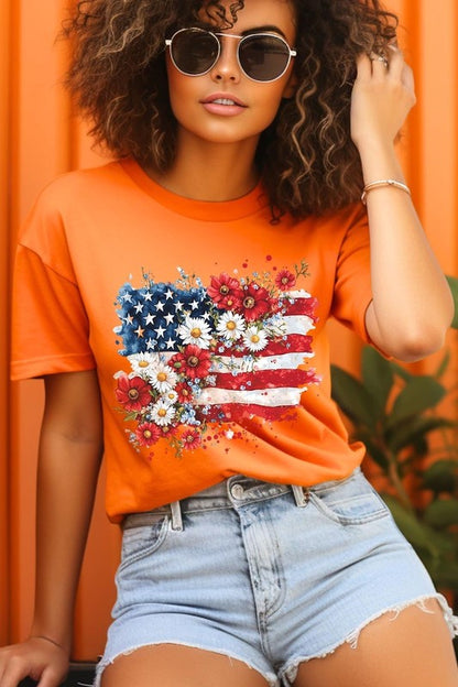 Floral American Flag Graphic Tee