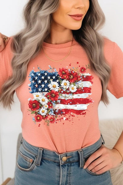 Floral American Flag Graphic Tee