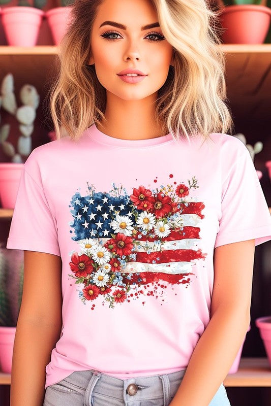 Floral American Flag Graphic Tee