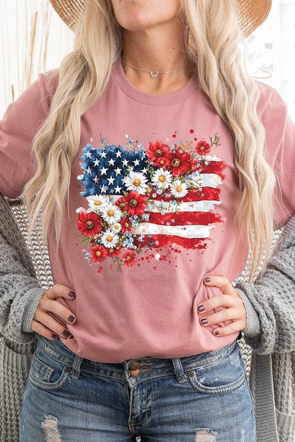 Floral American Flag Graphic Tee