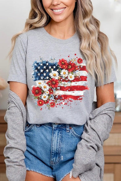 Floral American Flag Graphic Tee
