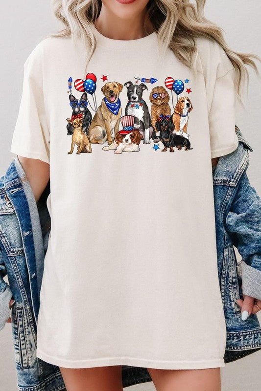 4th of July dogs Graphic Heavy Cotton Tee