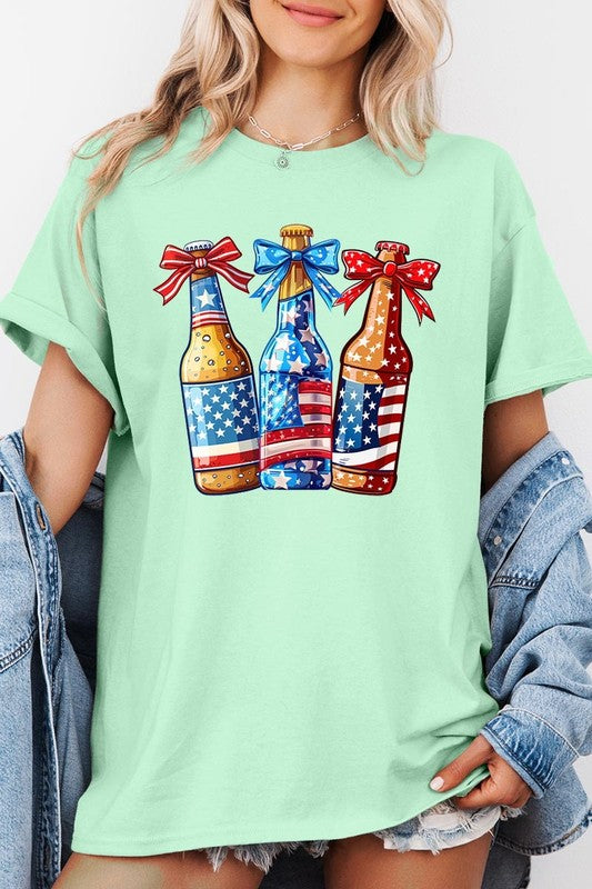 Patriotic Beer Bottles Graphic Heavy Cotton Tee