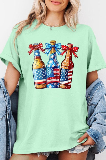 Patriotic Beer Bottles Graphic Heavy Cotton Tee