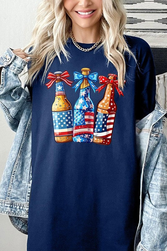 Patriotic Beer Bottles Graphic Heavy Cotton Tee