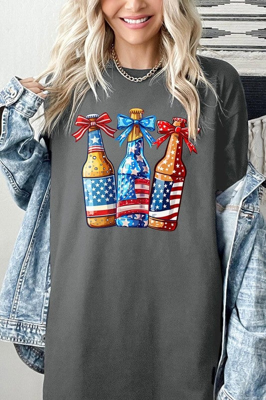 Patriotic Beer Bottles Graphic Heavy Cotton Tee