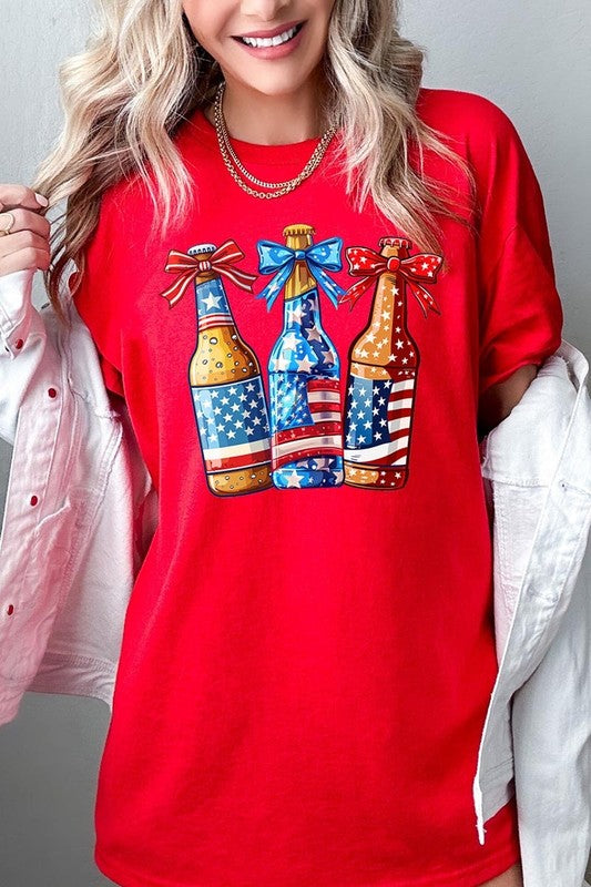 Patriotic Beer Bottles Graphic Heavy Cotton Tee