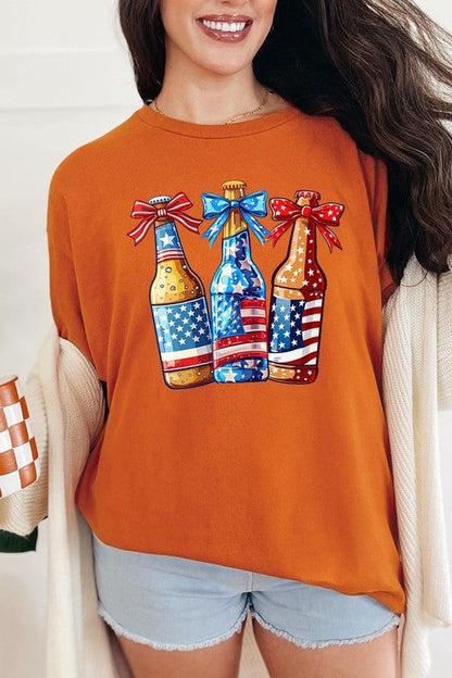 Patriotic Beer Bottles Graphic Heavy Cotton Tee