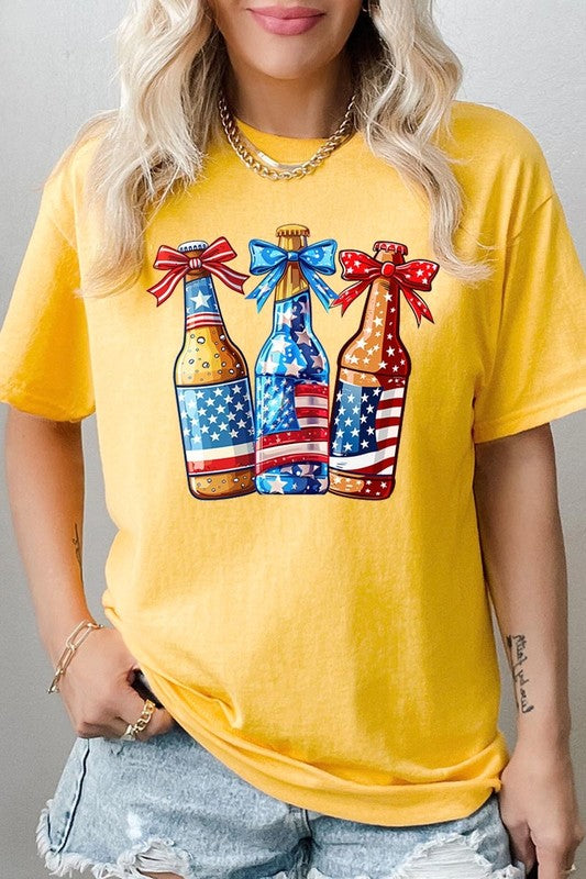 Patriotic Beer Bottles Graphic Heavy Cotton Tee