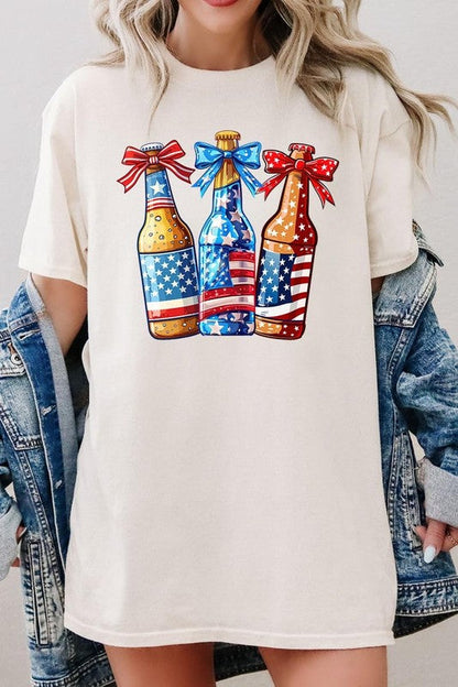 Patriotic Beer Bottles Graphic Heavy Cotton Tee