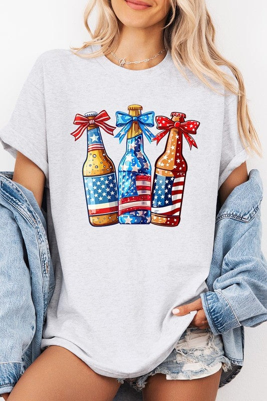 Patriotic Beer Bottles Graphic Heavy Cotton Tee