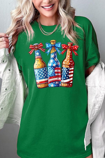 Patriotic Beer Bottles Graphic Heavy Cotton Tee