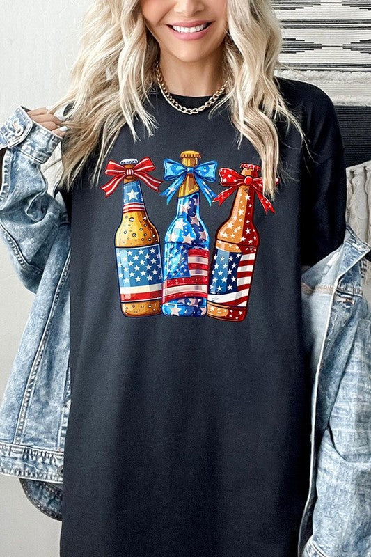 Patriotic Beer Bottles Graphic Heavy Cotton Tee