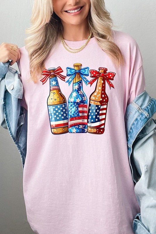 Patriotic Beer Bottles Graphic Heavy Cotton Tee