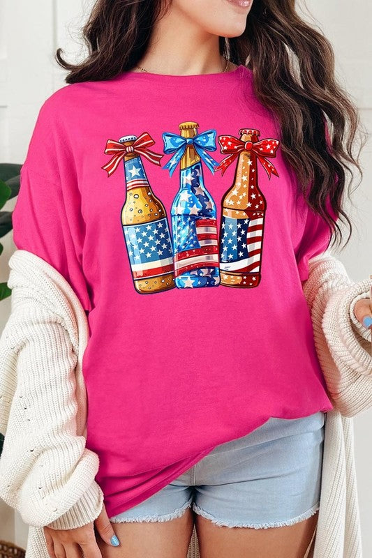 Patriotic Beer Bottles Graphic Heavy Cotton Tee