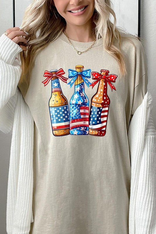 Patriotic Beer Bottles Graphic Heavy Cotton Tee