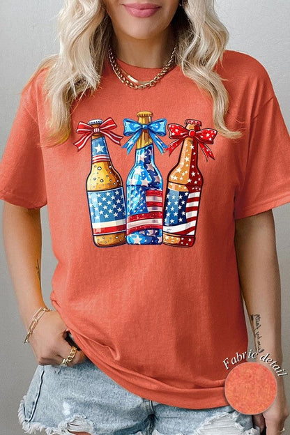 Patriotic Beer Bottles Graphic Heavy Cotton Tee