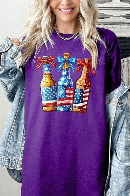 Patriotic Beer Bottles Graphic Heavy Cotton Tee