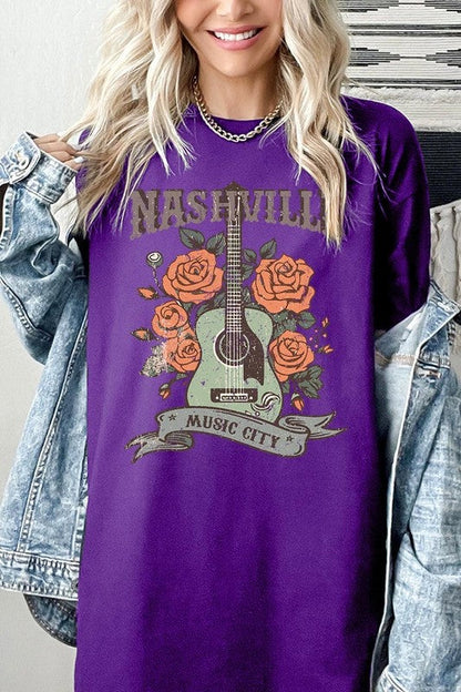 Nashville Music City Graphic Heavy Cotton Tee