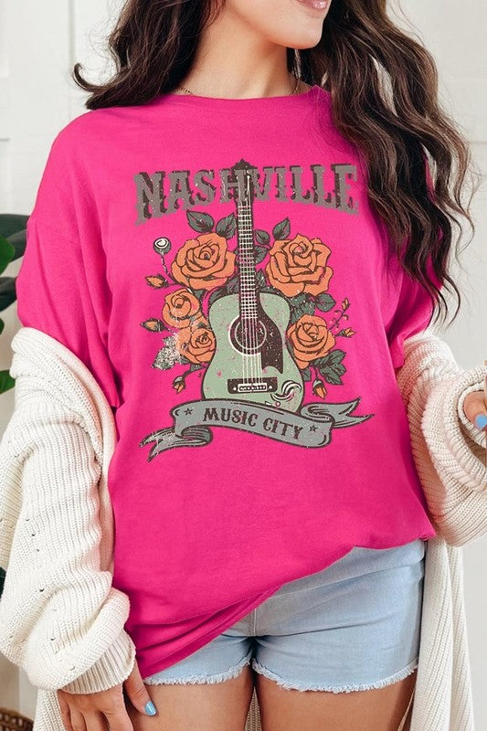 Nashville Music City Graphic Heavy Cotton Tee