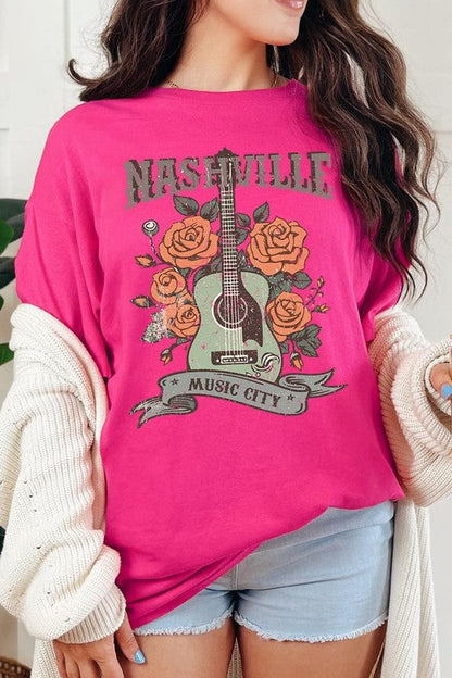 Nashville Music City Graphic Heavy Cotton Tee