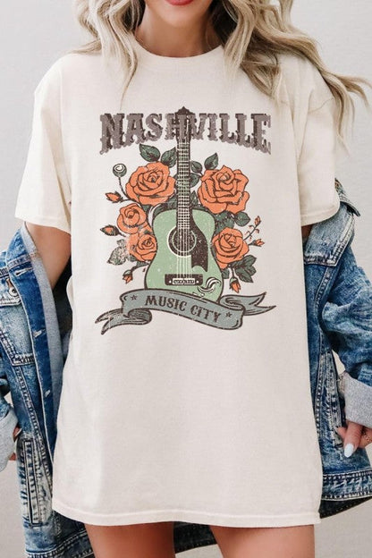 Nashville Music City Graphic Heavy Cotton Tee