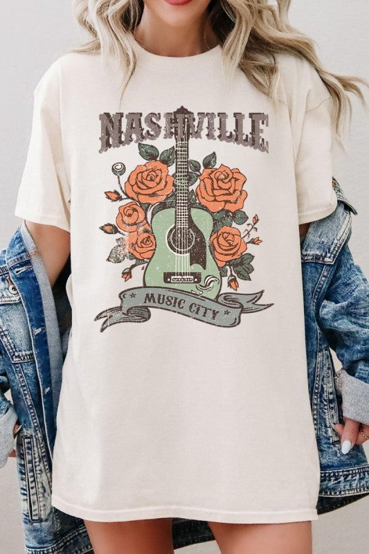 Nashville Music City Graphic Heavy Cotton Tee