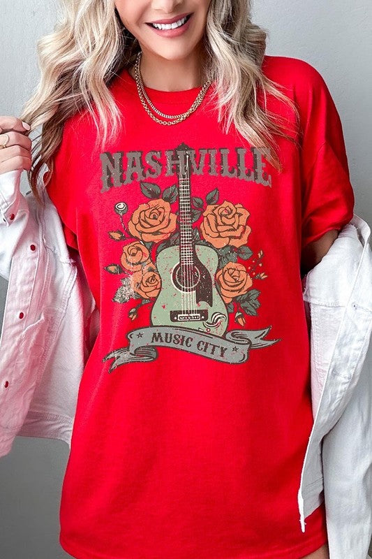 Nashville Music City Graphic Heavy Cotton Tee