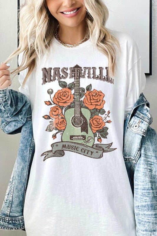 Nashville Music City Graphic Heavy Cotton Tee
