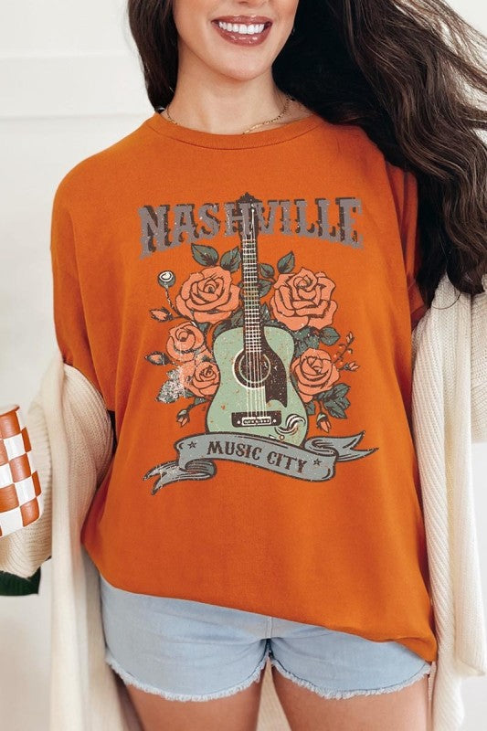 Nashville Music City Graphic Heavy Cotton Tee