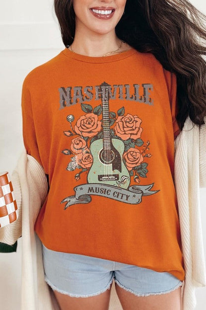 Nashville Music City Graphic Heavy Cotton Tee