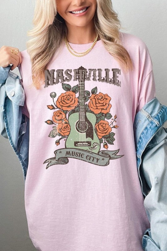 Nashville Music City Graphic Heavy Cotton Tee