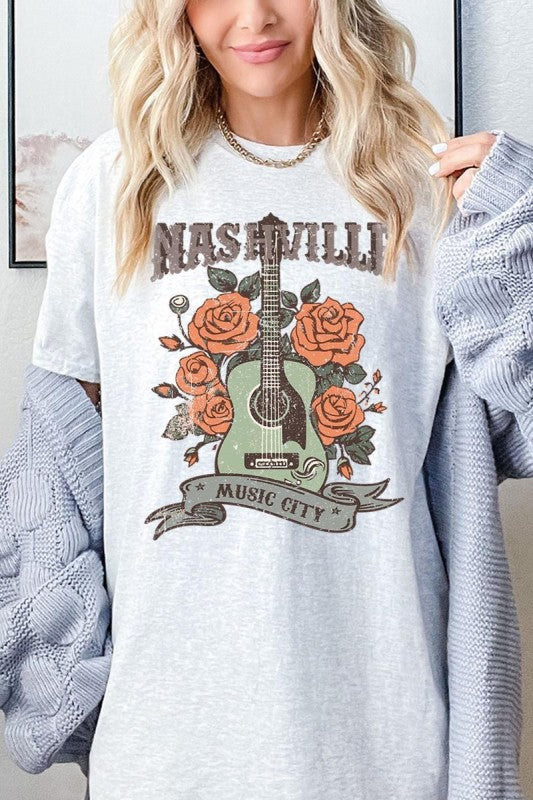 Nashville Music City Graphic Heavy Cotton Tee
