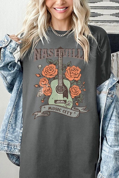 Nashville Music City Graphic Heavy Cotton Tee