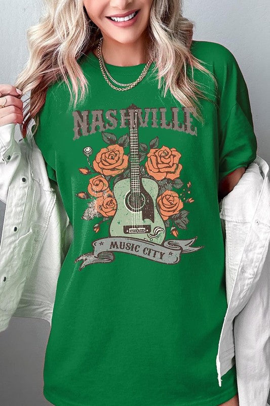 Nashville Music City Graphic Heavy Cotton Tee