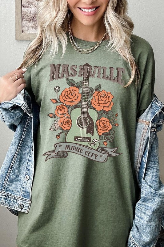 Nashville Music City Graphic Heavy Cotton Tee
