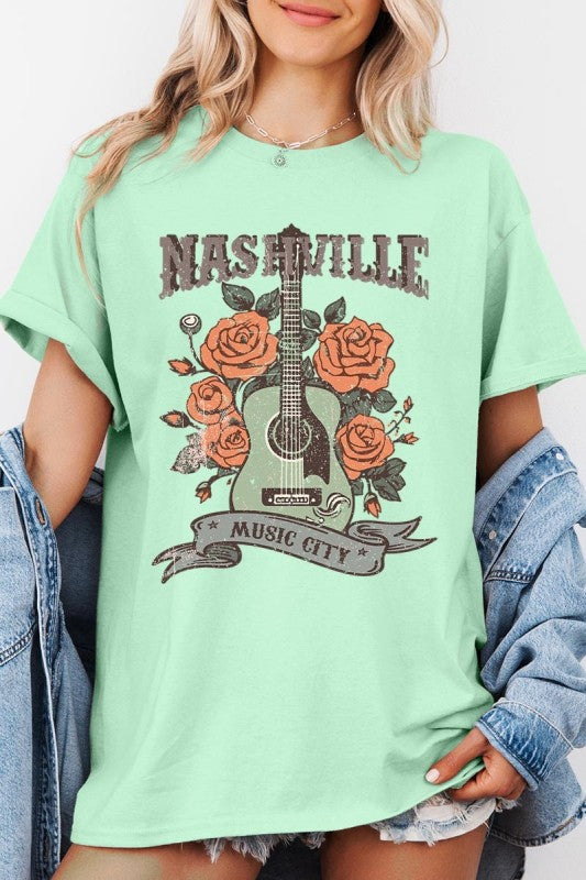 Nashville Music City Graphic Heavy Cotton Tee