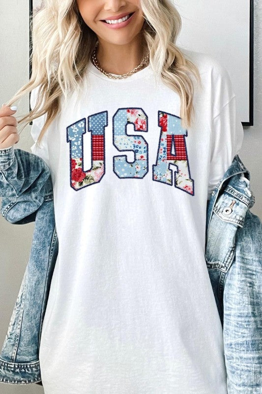 Vintage USA Patchwork Graphic Heavy Cotton Tee