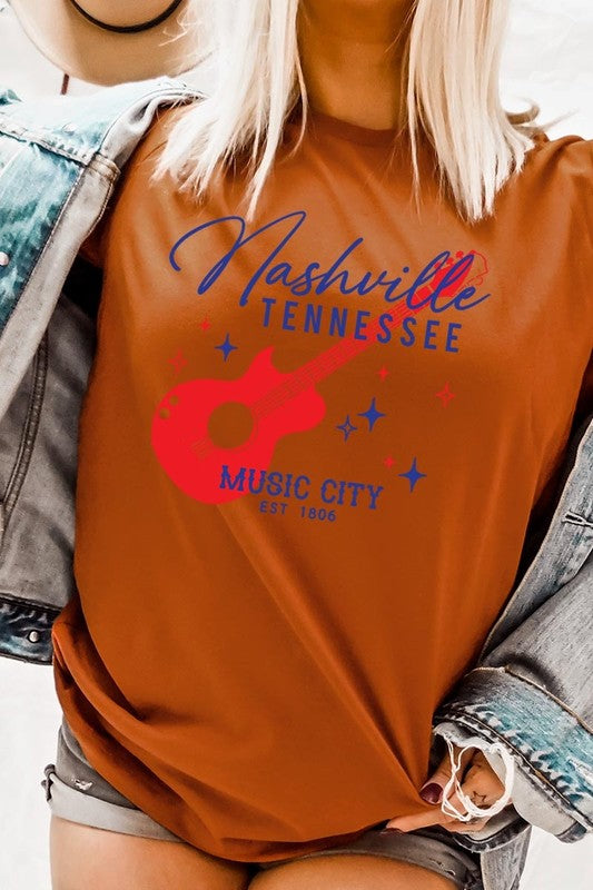 Nashville Tennessee Guitar Graphic Tee