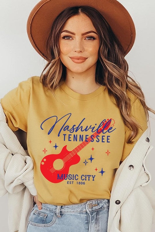 Nashville Tennessee Guitar Graphic Tee