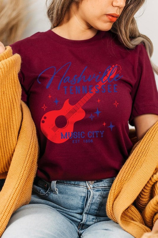 Nashville Tennessee Guitar Graphic Tee