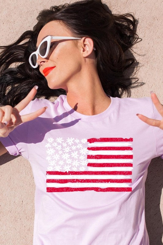 Floral American Flag Graphic Tee