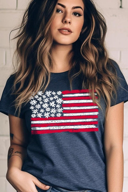 Floral American Flag Graphic Tee